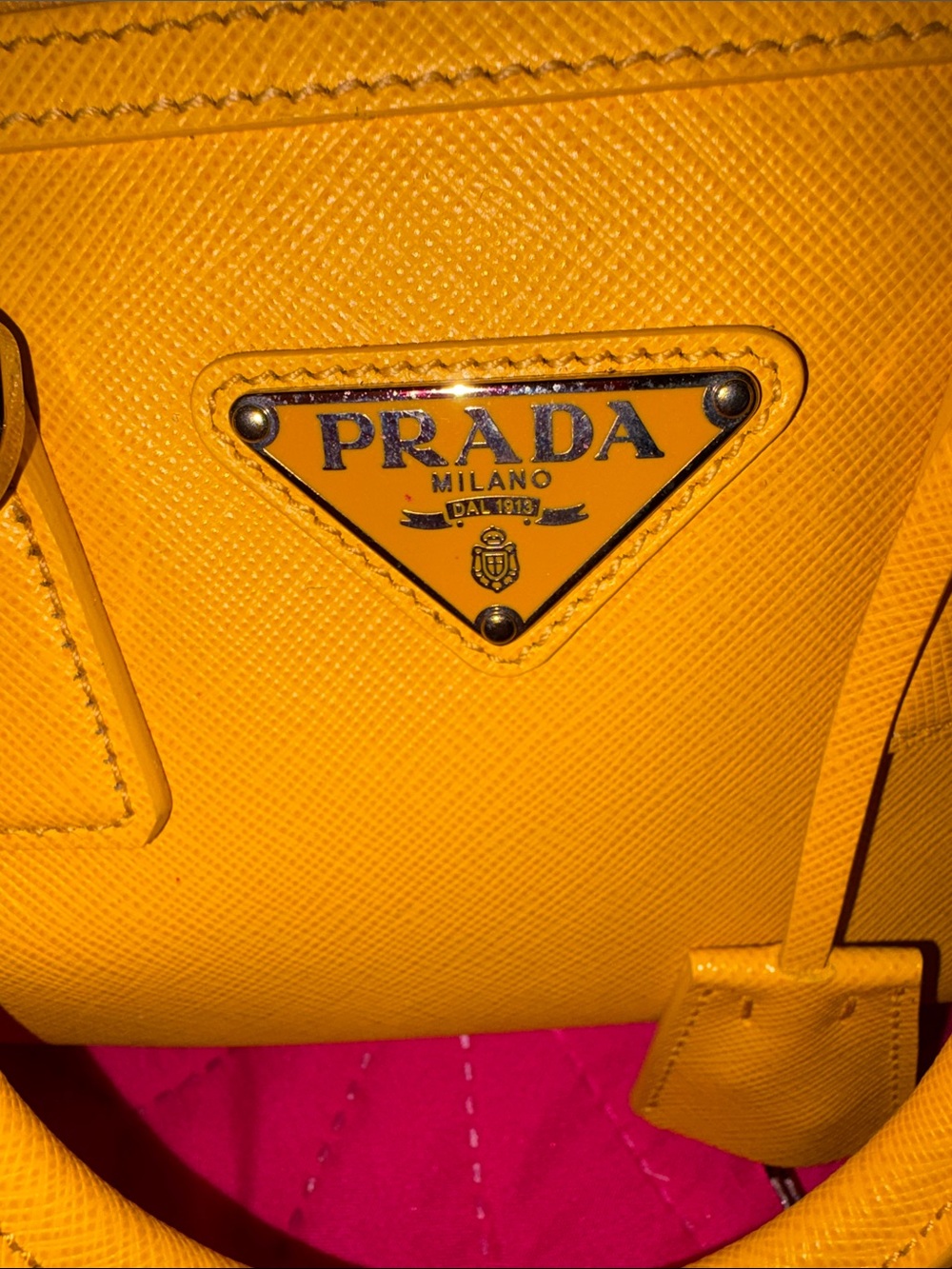 Prada Yellow Saffiano Leather Mini Bowling Bag - Picture 11 of 11